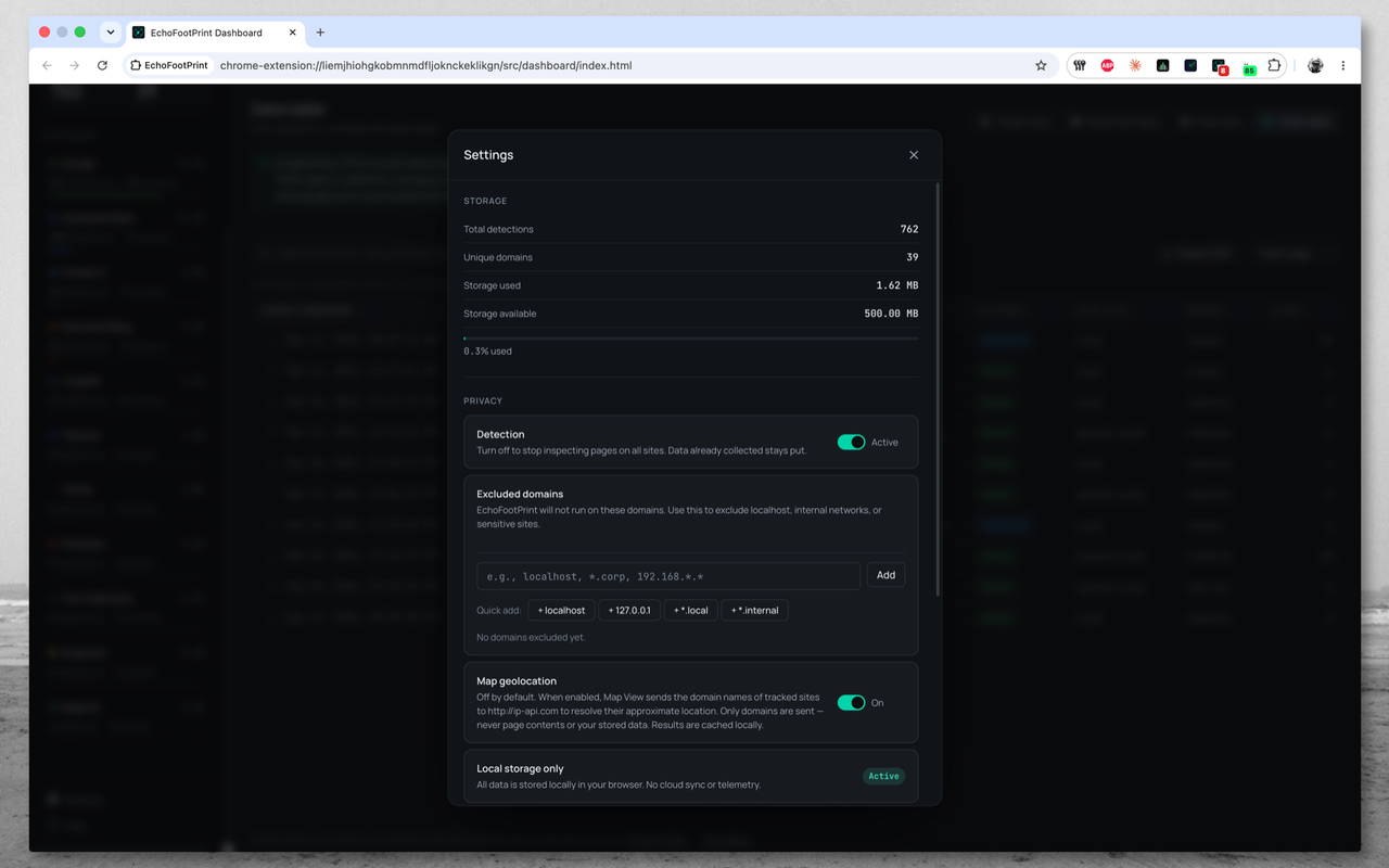 Settings and privacy controls